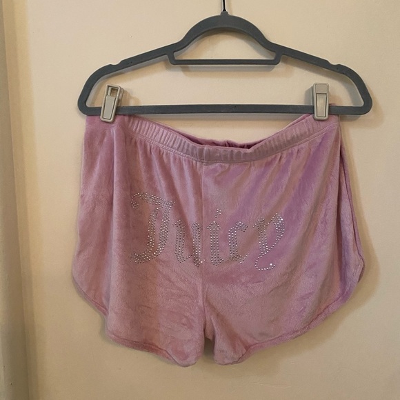 Juicy Couture Other - Juicy Couture Pink Velour Rhinestone “Juicy” Lounge Shorts Y2K Glam Size L